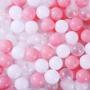 Ball Pit Balls for Toddlers 1-3, 500pcs Crush Proof Plastic Balls for Girls Ball Pit, BPA Free Non-Toxic Play Balls for Baby Pool, Playhouse, Tent, for Dogs & Pets, White, Clear & Pink