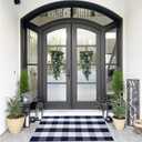 SEEKSEE Buffalo Plaid Outdoor Rug 27.5x43 Navy Blue and White Front Door Mat, Layering Rug for Porch, Washable Doormat, Front Porch Rug for Outdoor Entrance Entryway Patio Porch Decor