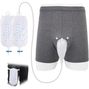 Wearable Urinal for Men, External Catheter with Breathable Underwear, Reusable Spill-Proof Urine Collector for Men,Portable Incontinence Care for Elderly, Bedridden.S Size)