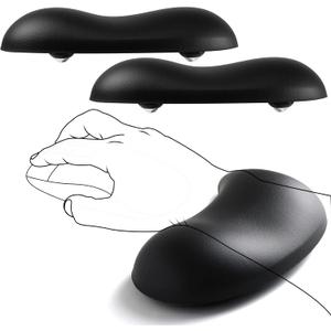 JIKIOU Ergonomic Gliding Palm Rests, Gel Mouse Wrist with Leather Surface, Sliding Wrist Pad with 4 Smooth Scroll Wheel, Fast Mouse Wrist Glider Designed for Office Computer Home Gaming, 2 Pack Black