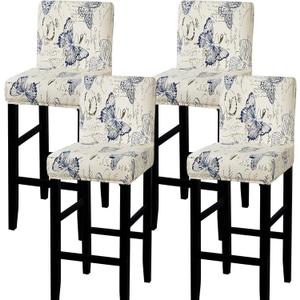 SearchI Bar Stool Covers Set of 4, Stretch Washable Barstool Seat Covers, Counter Height Chair Covers for Kitchen Dining Room Cafe (Flowers Butterfly)