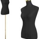 EaseHome Female Mannequin Torso, Height Adjustable Dress Form Manikin Body Clothing Display with Metal Bracket and Rectangular Base for Sewing Dress Display, Black