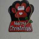 Merry Christmas Dog Cat Paw Front Door Sign, Xmas Wood Door Hanger Outdoor Porch Decor, Winter Holiday Wooden Wreath Indoor Wall Hanging Decoration Pet Lover Gifts (Red)