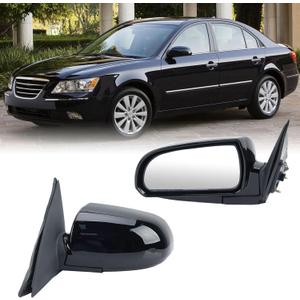 Left Driver Side Mirror Compatible with Hyundai Sonata 2006 2007 2008 2009 2010 Power Glass Manual Folding Heated Glossy Black (5 Pins) Replace # 87610-0A000
