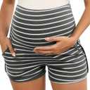 Maternity Shorts Over Belly Comfy Lounge Sleep Pajama Workout Athletic Pregnancy Shorts with Pockets (X-Large, Dark Grey)