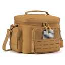 QT&QY Tactical Lunch Bag for mens Military heavy duty lunch box work Leakproof insulated Durable Thermal Cooler Bag for Adult Meal for Office Camping Picnic Pail MOLLE Webbing Khaki