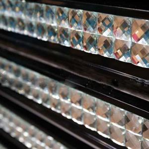 Diflart Peel and Stick Mirror Glass Mosaic Tile, 3/4 Inch Silver Square, Crystal Diamond Mirror Tile Backsplash for Kitchen Bathroom Wall, Pack of 10 Sheets (Peel and Stick 13 Facets)