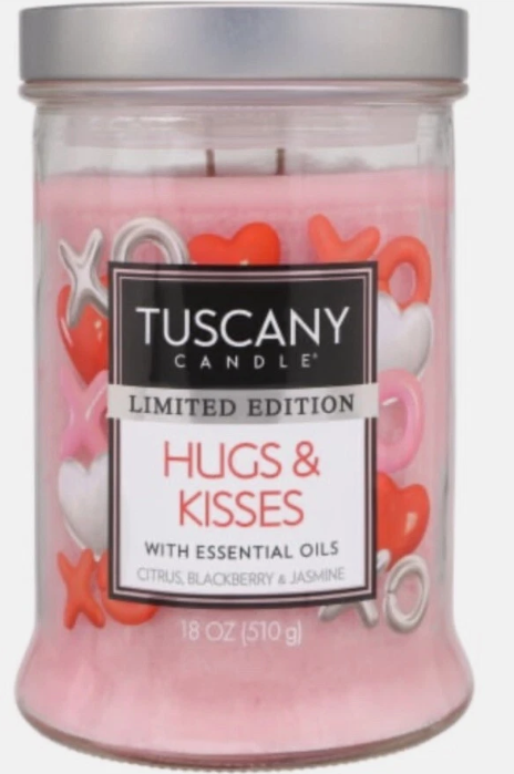 Tuscany Limited Edition Scented Jar Candle - Hugs & Kisses- 18 ounces