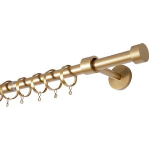 TWOPAGES Adjustable Curtain Rod, Heavy Duty Curtain Rod Set with Brackets and Rings, 1 Inch Diameter Wall Mounted Drapery Rod 28 to 76 Inch Length, Gold