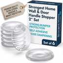 STRONGEST HOME Wall Protector for Door Knobs, 2-Inch - Clear Self-Adhesive Door Stopper Guards - Quiet Rubber Bumpers for Wall Protection, 6-Pack