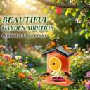 Oriole Bird Feeders for Outdoors, All-in-One Hanging Oriole Feeder with Ant Moat, Cleaning Brush, Glass Cup for Jelly, Jam, Fruit, Nectar and Seed, Pegs for Orange Halves, Orange (1 Pack)