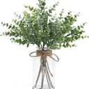 Artificial Eucalyptus Stem in Vase,Realistic Small Fake Eucalyptus Plant for Coffee Table Farmhouse Shelf Bathroom Home Office Decor (Green)