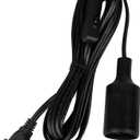 15 FT Hanging Light Socket with Cord, Black E26 Extension Cord with ON Off Switch Plug, E27 Light Bulb Cord and Socket, Hanging Lamp Socket for DIY Pendant Light Fixture Hanging Lantern Cable