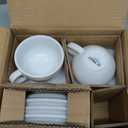 LE TAUCI 3 oz Espresso Cups with Saucers, Demitasse Coffee Cup for Shot, Lungo, Ristretto - 3 inch, Set of 4, White (4 Count (Pack of 1), White)