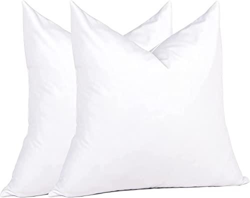 Puredown® Euro Pillow Inserts 24 x 24 ( White), Feather Down Pillow Stuffer, White Throw Pillows for Bed, Couch, and Cushion