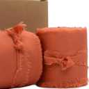 Chiffon Ribbon Silk Satin Ribbon 2 Inch x 10 Yard 2 Rolls Frayed for Weddings Bridal Bouquets Gift Wrapping Baby Shower Invitations Home Decor and DIY Crafts (Burnt Orange)