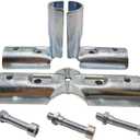 6 Pcs 4 Way Pipe Connector Clamp Fittings,Structural Pipe Connector Chain Link Fence Fittings,Galvanized Steel End Rail Clamps, Fit for 1" O.D.(25.4 mm) Steel Pipe, Bolts and Nuts Included