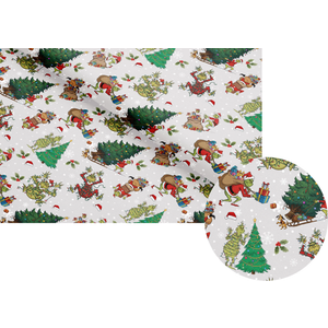 Febbleshow Funny Christmas Wrapping Paper for Boys Girls Kids - Xmas Gift Wrap with Green Monster, Trees, Snowflakes & Presents - 4 Jumbo Sheets, 28" x 40" Each (32 sq. ft ttl), Easy to Store Pack of 2