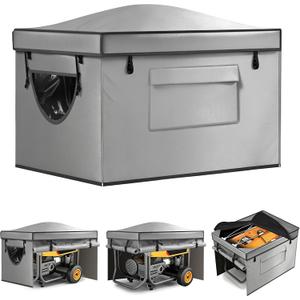Haoguo Outdoor Generator Tent Cover with Bracket, Generator Cover While Running, Heavy Duty Waterproof Generator Tent, Peak Roof Design for 5500W-15000W Portable Generators, 38 x 28 x 27 in, Gray