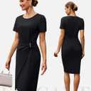 GRACE KARIN Work Dresses for Women 2026 Short Sleeve Sheath Business Midi Dress Wrap Bodycon Office Cocktail Outfits (Black, XXL)