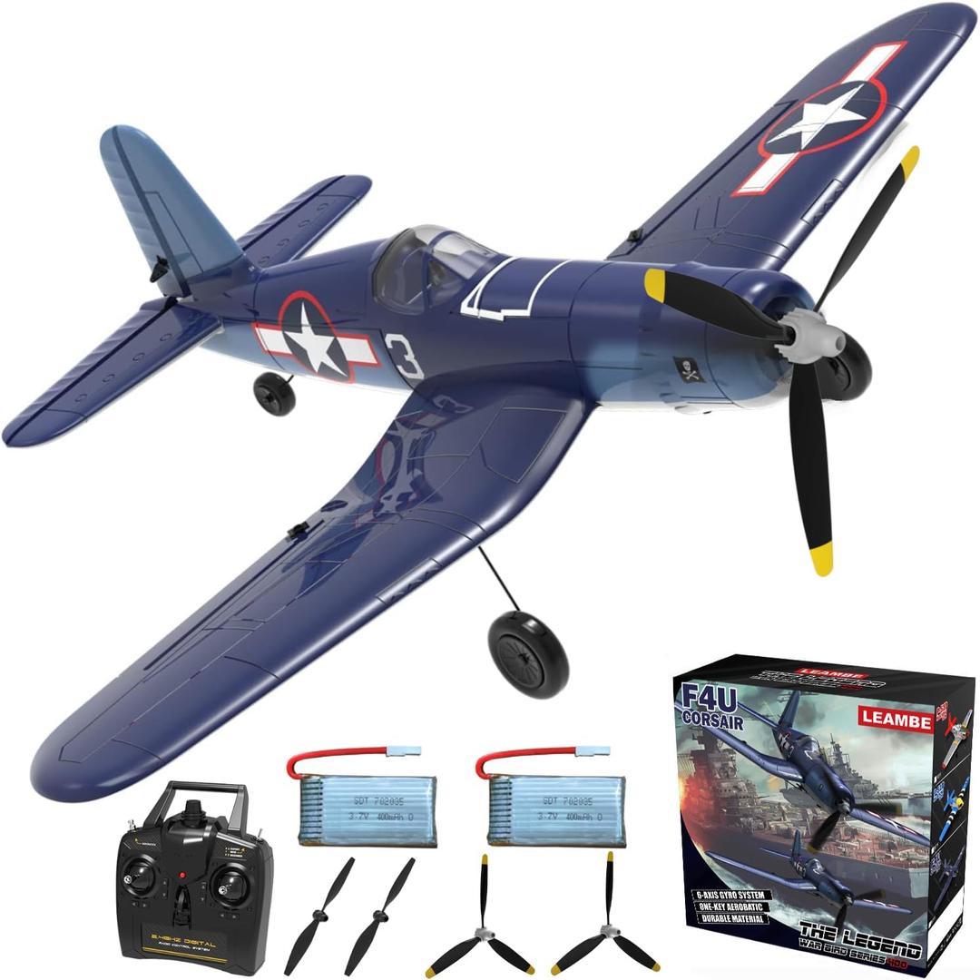 LEAMBE 4 Channel RC Plane - Ready to Fly Aerobatic Aircraft, Easy Control for Beginners, F4U Corsair RC Airplane Best Gift for Adults (Large)