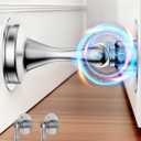 Door Stoppers Magnetic Door Catch - 2 Pack Stainless Steel Heavy Duty Door Holder Stops for Bottom Top of Door - Wall Floor Mounting No Drill Strong Adhesive & Screws Strong Magnet Keep Door Open (Silver)