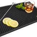 Bar Mat - Premium 18"X12" Rubber Bar Mats for Countertop, Non-slip Dish Drying Pad & Bartender Mat with for Fast Drying, Ideal Bar Tools for Home Bar, Cocktail Set, And Kitchen Use (Black)