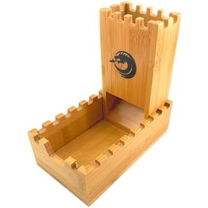 Hunmor Bamboo Dice Tower DND Dice Roller, Foldable Magnetic Die Roller Castle for Dungeons and Dragons, Board Game, D&D Tabletop Game and RPG Games