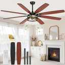  Ceiling Fans with Lights and Remote, 72'' Vintage Caged Ceiling Fan with Light, 8 Blades, 6+1 Speed, Flush Mount Ceiling Fan Whisper-quiet for Farmhouse, Living Room, Kitchen and Porch (72 Inch)