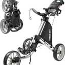 Caddytek CaddyLite EZ V8 Golf Push Cart - Lightweight 3 Wheel Foldable Cart with One-Click 2-Step Folding, EVA Wheels, Adjustable Handle, Cooler Basket, Umbrella & Drink Holder, Compact Golf Cart