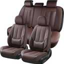 Coverado Car Seat Covers Full Set, Seat Covers for Cars, Car Seat Covers Front Seats and Back, Brown Car Seat Protector Waterproof, Nappa Leather Car Seat Cushion Fit for Most Cars