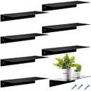 8 Pieces 14 Inch Acrylic Floating Shelf, Invisible Wall Mounted Display Organizer Ledge Book Shelf for Living Room, Office, Bedroom, Bathroom, Kitchen (Black)