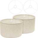 Drum Lamp Shades (Spider Fitter & E27/E26/E14 Fitter) for Table Lamps 13" Top x 13" Bottom x 9.8" High Linen Lampshade Set of 2 Lamp Shade for Floor Lamps Bedside Lamps, Linen, Assembly Required
