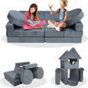 Nugget Couch Kids 14pcs Modular Kids Play Couch Building Fort, Nugget Play Couch Kids Foam Couch for Playroom Bedroom Boy Girl Teens Gifts,Grey