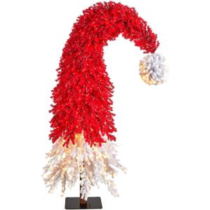 Nearly Natural 9ft. Holiday Red Santa Hat Artificial Christmas Tree with 600 LED Lights and 1992 Bendable Branches