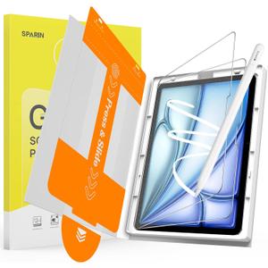SPARIN Paper Glass Screen Protector for iPad Air 11 Inch M3/M2 (7th/6th Generation, 2025/2024), 2 Pack Tempered Glass Matte Film with Easy Installation Tray, Write Like on Paper, Apple Pencil Support