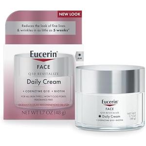 Eucerin Q10 Anti-Wrinkle Face Cream, Unscented Face Cream for Sensitive Skin, 1.7 Oz Jar 2 packs