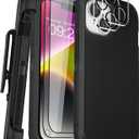 for iPhone 14 Case 6.1" Belt-Clip Kickstand with 2 Screen Protector & 2 Camera Lens Protector, Full Body Protection Heavy Duty Case Cover (Black+Clip)