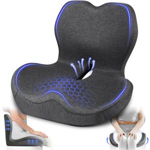 Seat Cushion with Back Support,Lumbar Support Pillow for Office Chair,X Large Memory Foam Chair Cushions for Sciatica Tailbone Pain Relief Coccyx Pad for Wheelchair, Car, Home, Office, Desk