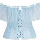 Corset Top for Women Renaissance Steampunk Bustier Top Sexy Lace Up Corset Top Festival Pirate Halloween Costume (Blue, M)