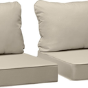 AAAAAcessories Outdoor Seat Cushions for Chairs, Fade-Resistant, Waterproof Patio Furniture Replacement Cushions, 24" x 24" x 5" + 24" x 19", Set of 2, Beige