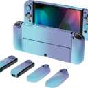 PlayVital AlterGrips Protective Slim Case for Nintendo Switch OLED, Ergonomic Grip Cover for Joycon, Dockable Hard Shell for Switch OLED w/Thumb Grip Caps & Button Caps (Gradient Violet Blue)