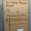 SUNNYPARK Brown Rectangular Planter Box All-Weather PE Rattan Large Modern Planters with Removable Liner Indoor Outdoor Decorative Flower Pot for Patio, Balcony, Garden