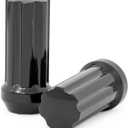 Rough Country 32-Piece Lug Nut Set - M14x2.0 Thread, Bulge Acorn Style, Black Lug Nuts with Socket Key, Corrosion-Resistant for Aftermarket Wheels