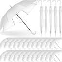 Reginary 30 Pieces Wedding Umbrellas Bulk Auto Open Stick Umbrellas with White European J Hook Handle Windproof Large Canopy Umbrella for Outdoor Wedding Bride Groom Photography Golf