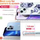 Compatible with iPhone 15 Plus Case Clear Cute for Women - Rugged Phone Cases Funda Protector Cover Skin (Blue Peony Roses Floral)