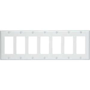 Leviton 7-Gang Decora/GFCI Device Wallplate, Standard Size, Thermoset, White, 80407-W