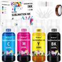 Sublimation Ink 400ML Refilled Bottles Compatible for ET-2400, ET-2800, WF-7820, ET-4800, ET-2803, ET-2850, ET-2720, ET-2760, ET-2750, WF7710 etc.High-Yield Inkjet Printers Heat Press Transfer on Mugs