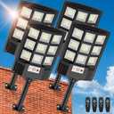 Solar Lights Outdoor,IP66 Waterproof Solar Street Lights Outdoor,6500K LED Dusk to Dawn Security Flood light with Motion Sensor and Remote Control for Yard,Parking Lot, Courtyards,Garages 4-Pack