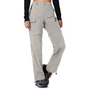 Cycorld Women's-Hiking-Pants-Convertible Quick-Dry-Stretch-Lightweight Zip-Off Outdoor Pants with 5 Deep Pockets (Cloud Grey, XX-Large)